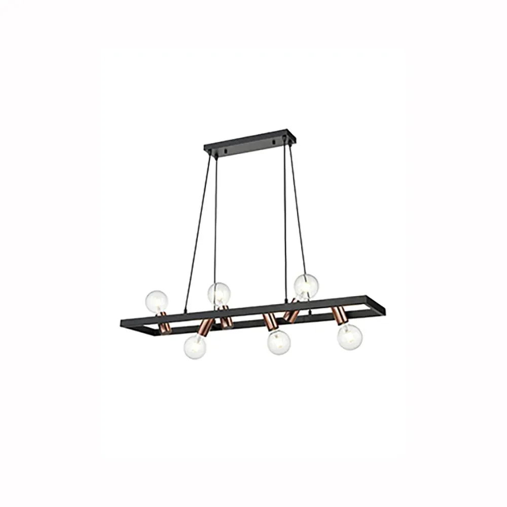 6-9142LF 6 Light Suspended Light Black and Copper