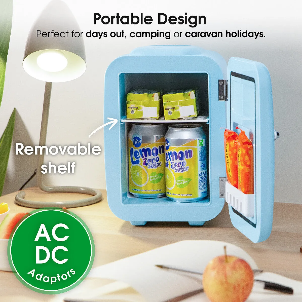 Abode A4CLR201BL, Retro 4L Cooler in Blue