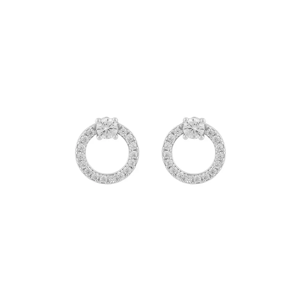 Ace CZ Ring Earrings | Silver Plated with Cubic Zirconia