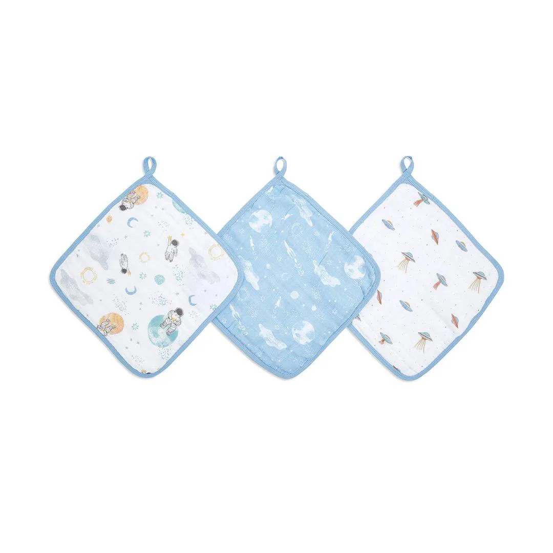 aden   anais Essentials Muslin Washcloths - Space Explorers - 3 Pack