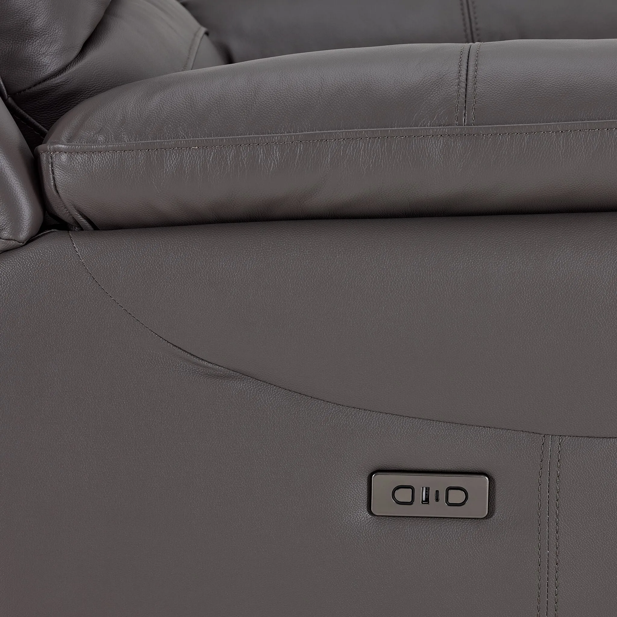 Alba Leather Power Reclining Sofa and Loveseat Set - Grey