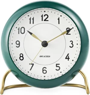 Arne Jacobsen Station Table Clock With Alarm, Green