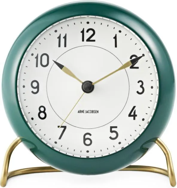 Arne Jacobsen Station Table Clock With Alarm, Green