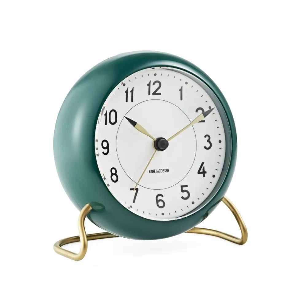 Arne Jacobsen Station Table Clock With Alarm, Green