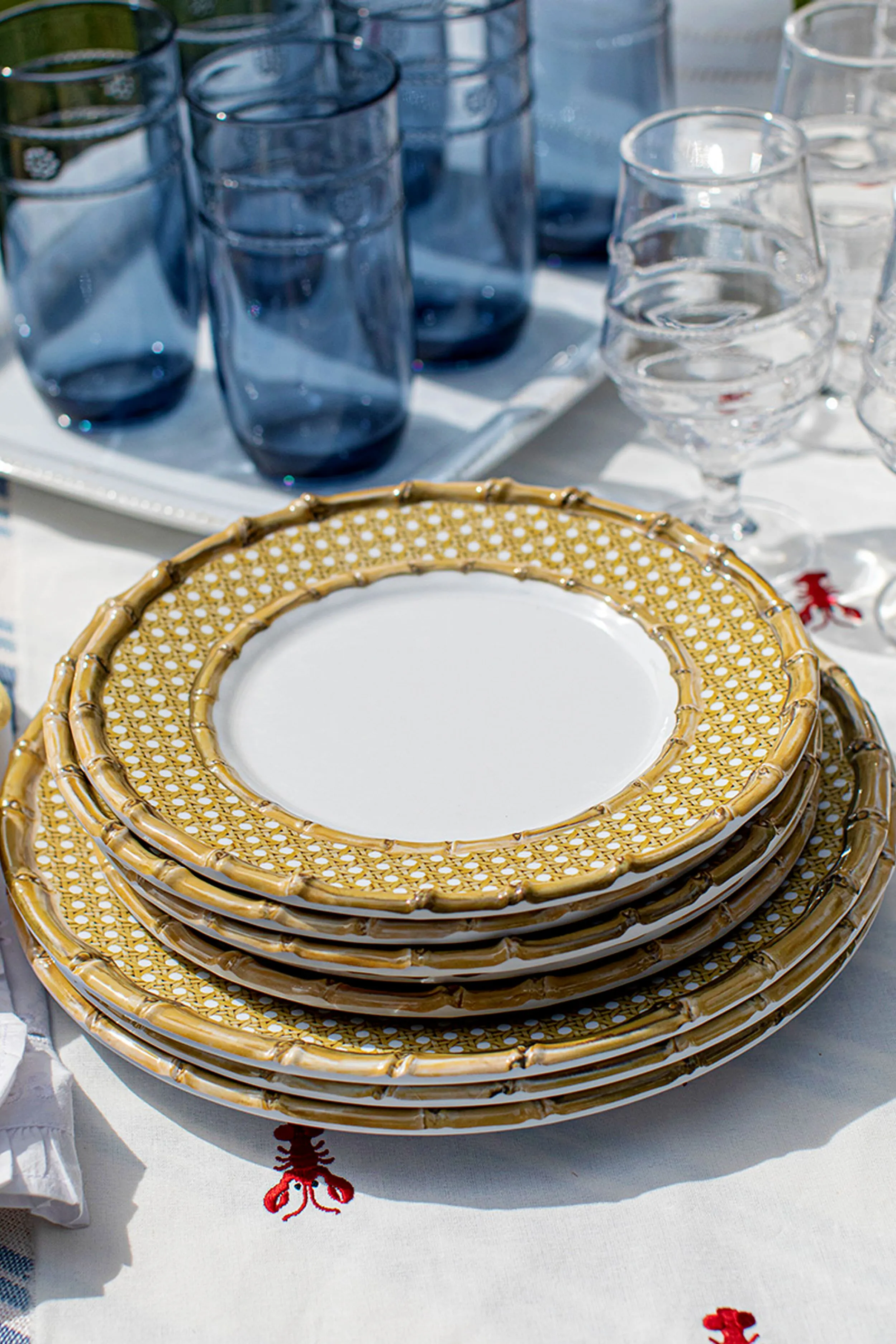 Bamboo Caning Melamine Dinner Plate