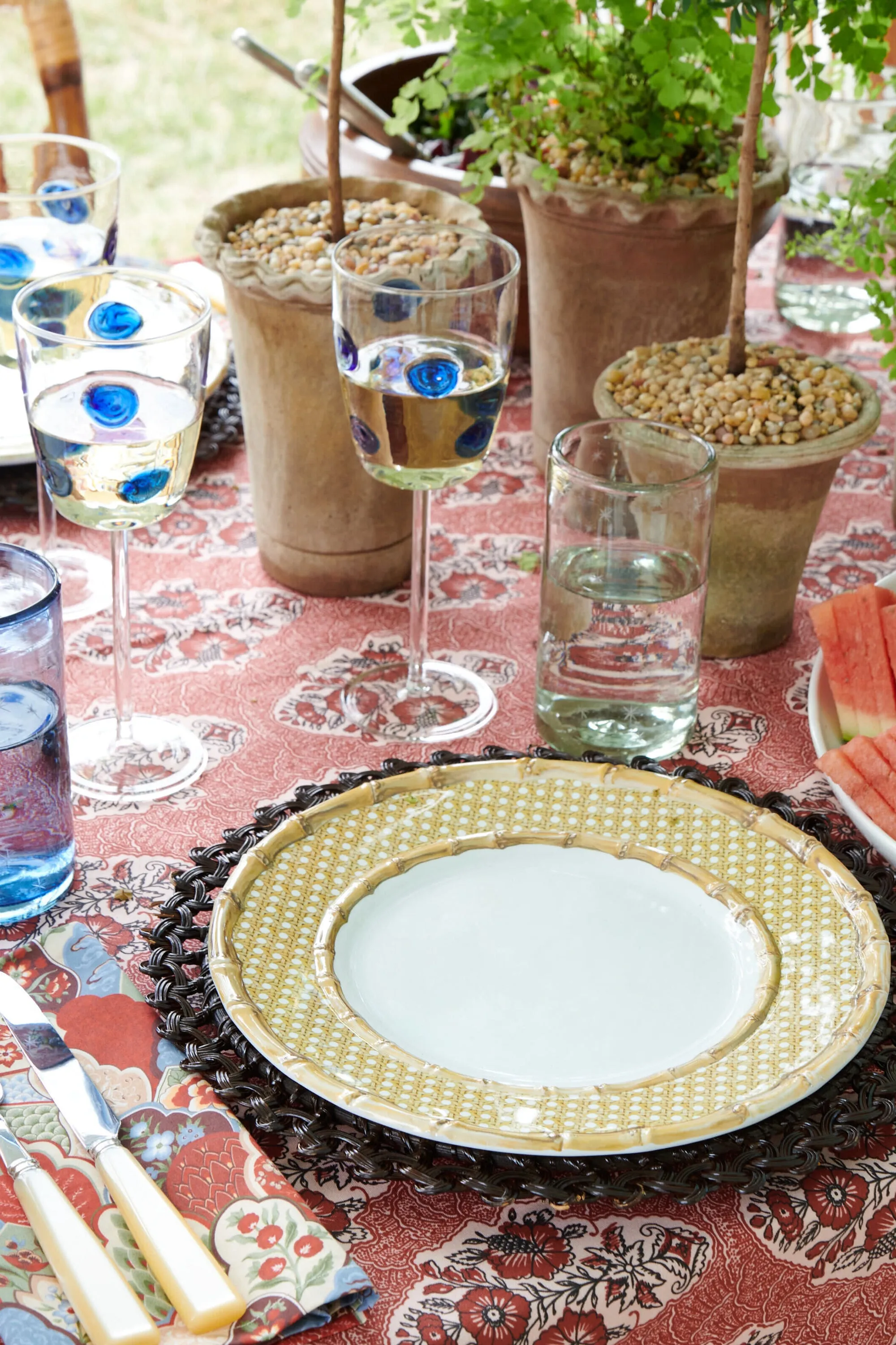 Bamboo Caning Melamine Dinner Plate