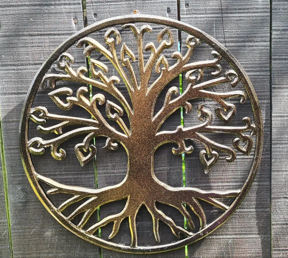 BLACK/GOLD CARVED TREE OF LIFE WALL ART