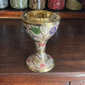 Brass Floral Chalice Burner