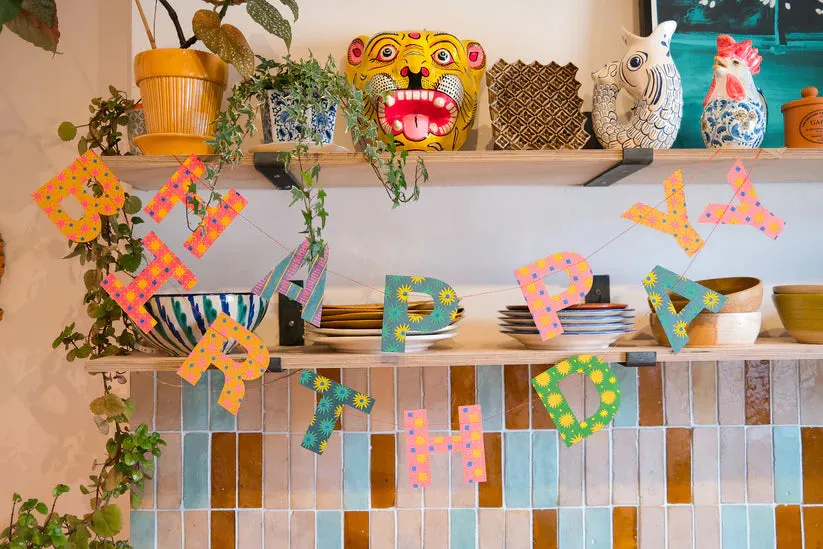 Bright Happy Birthday Sewn Garland