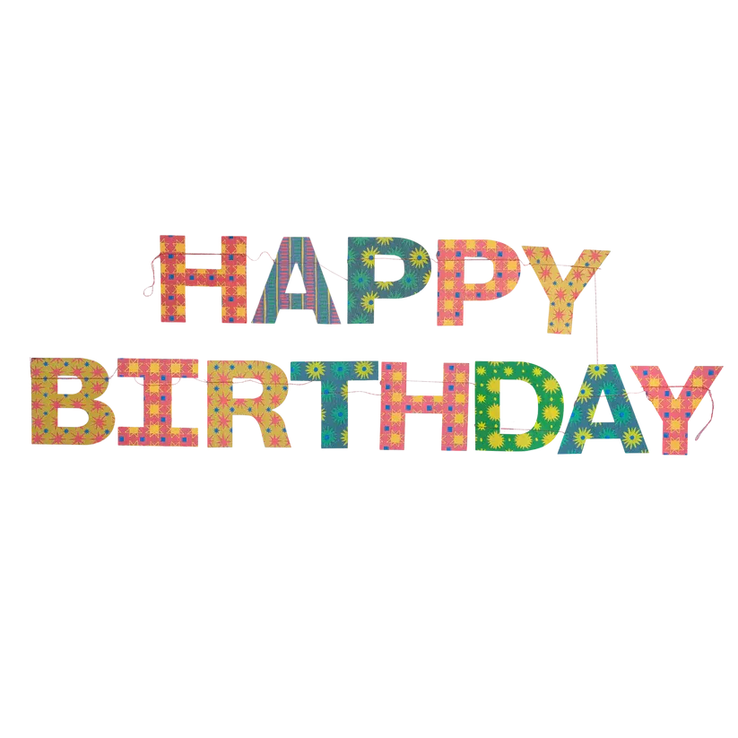 Bright Happy Birthday Sewn Garland