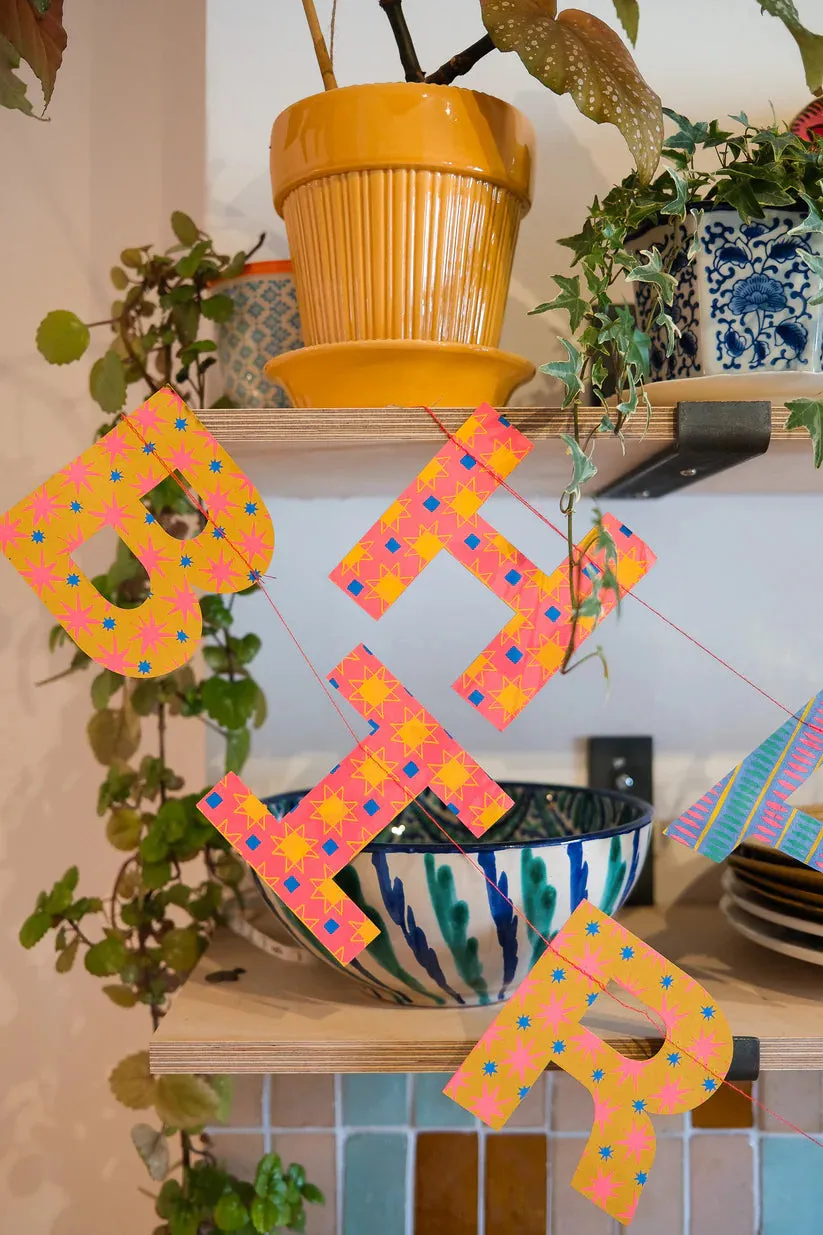 Bright Happy Birthday Sewn Garland