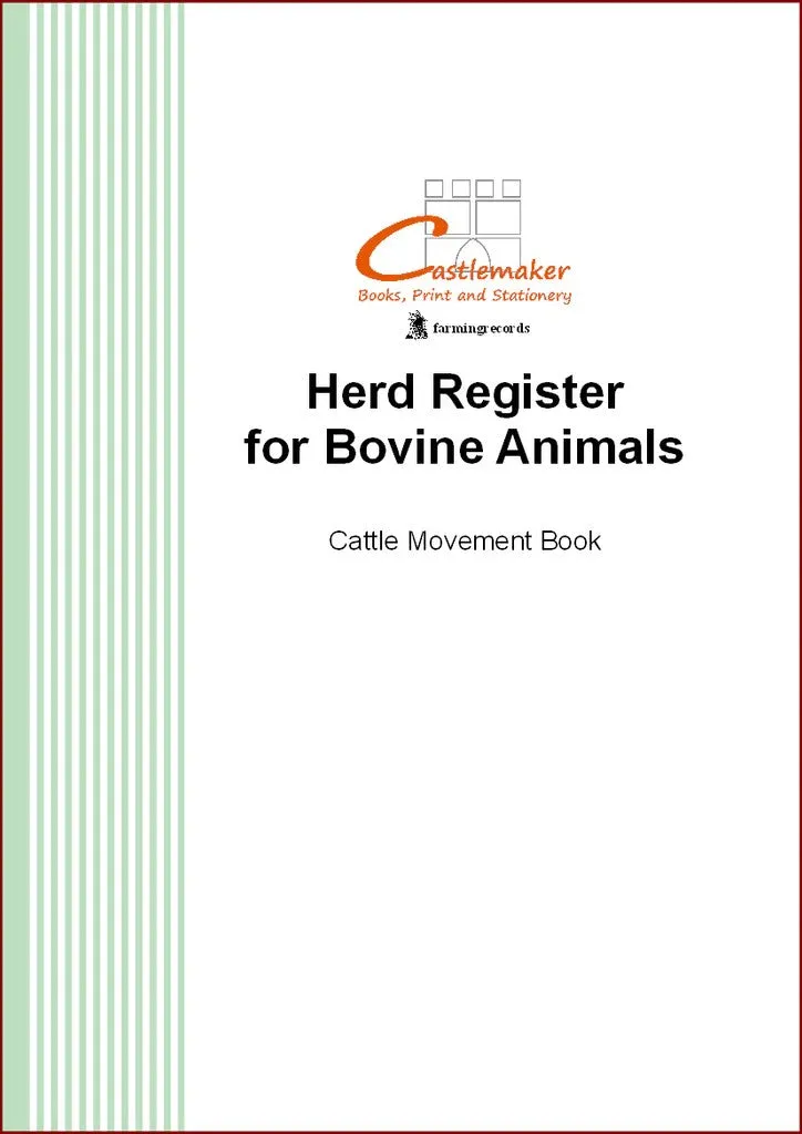Cattle Movement Book - Herd Register for Cattle A4