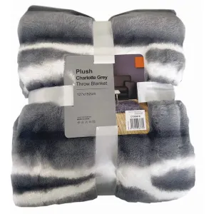 Charlotte Plush Blanket, Grey