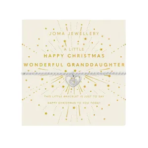 Children's Christmas A Little 'Happy Christmas Wonderful Granddaughter' Bracelet | Silver Plated