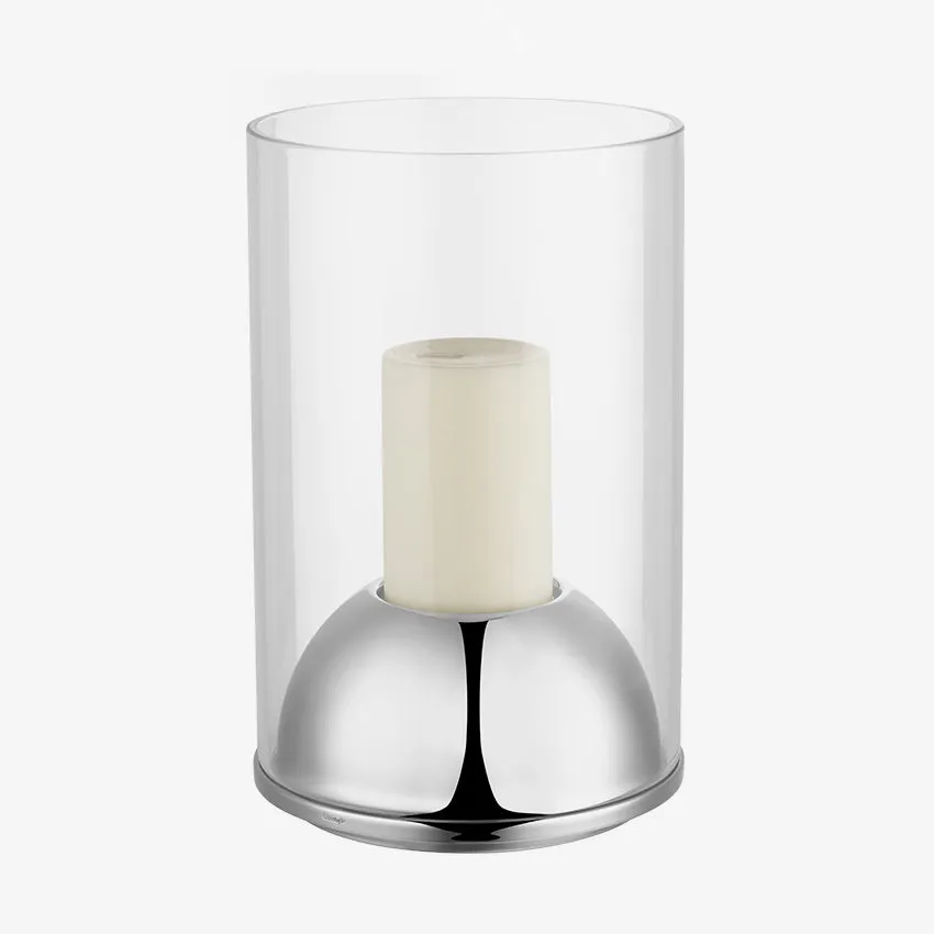Christofle | Oh De Christofle Hurricane Stainless Steel and Glass Candleholder
