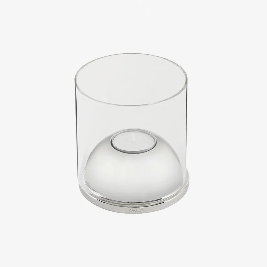 Christofle | Oh De Christofle Hurricane Stainless Steel and Glass Candleholder