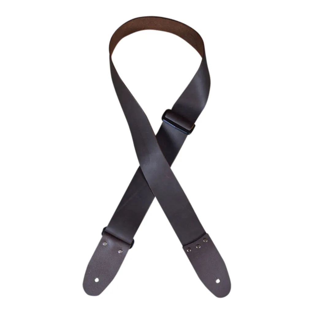 Colonial Leather - 2 Soft Leather Slide Adjustable Guitar Strap - Brown