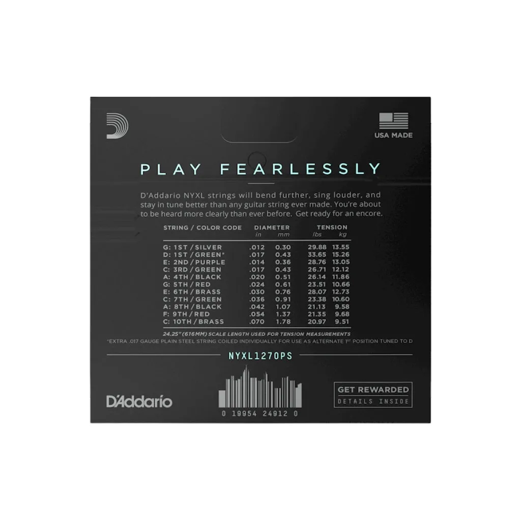 D'Addario NYXL1270PS NYXL Nickel Wound Strings for C6th Pedal Steel - .012-.070, Custom Medium