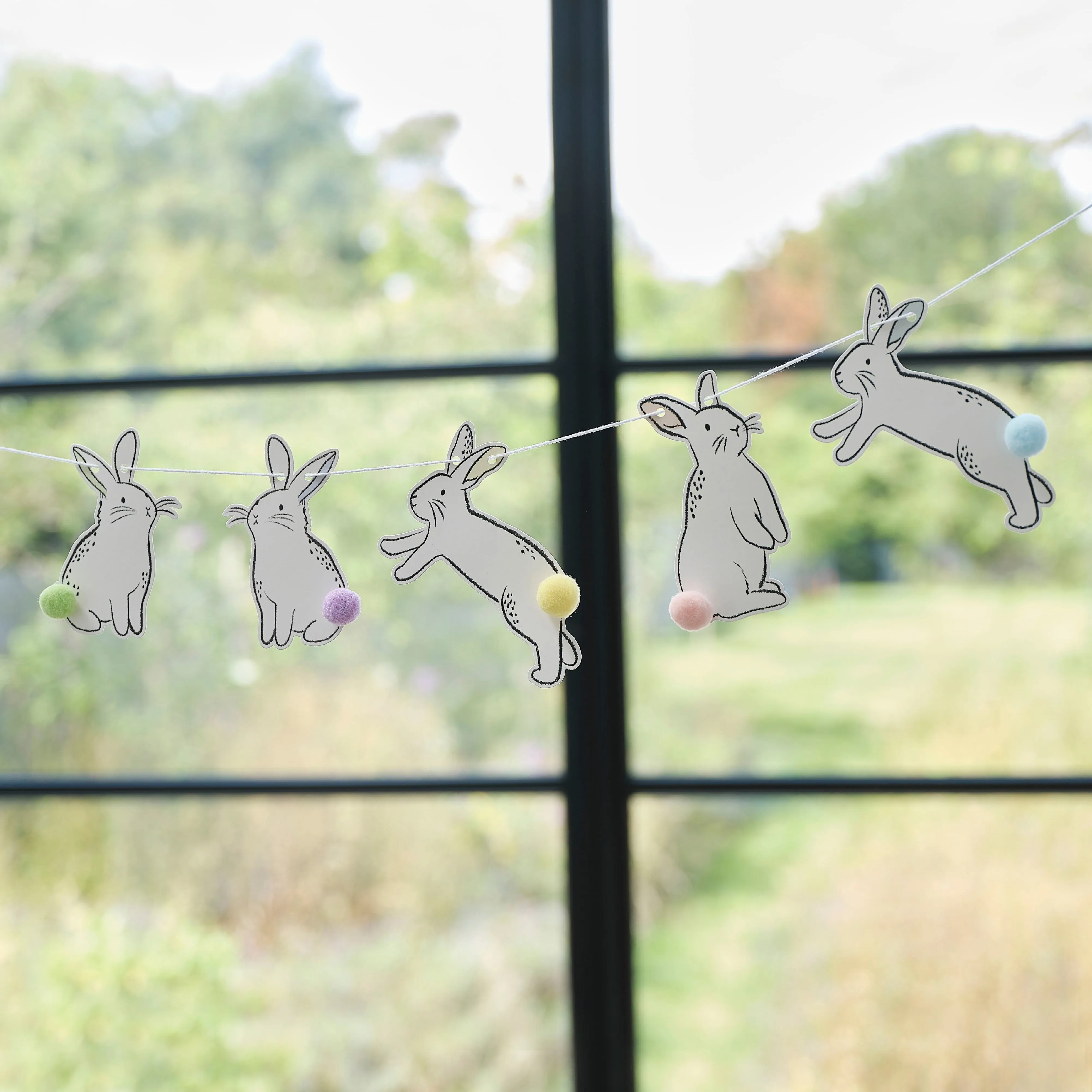 Easter Bunny Bunting with Pom Pom Tails