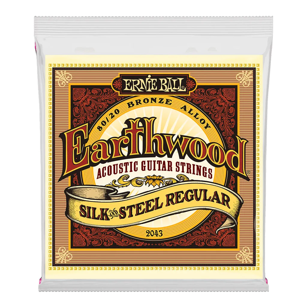 Ernie Ball Earthwood Silk and Steel Regular 80/20 Bronze Acoustic Guitar String, 13-56 Gauge