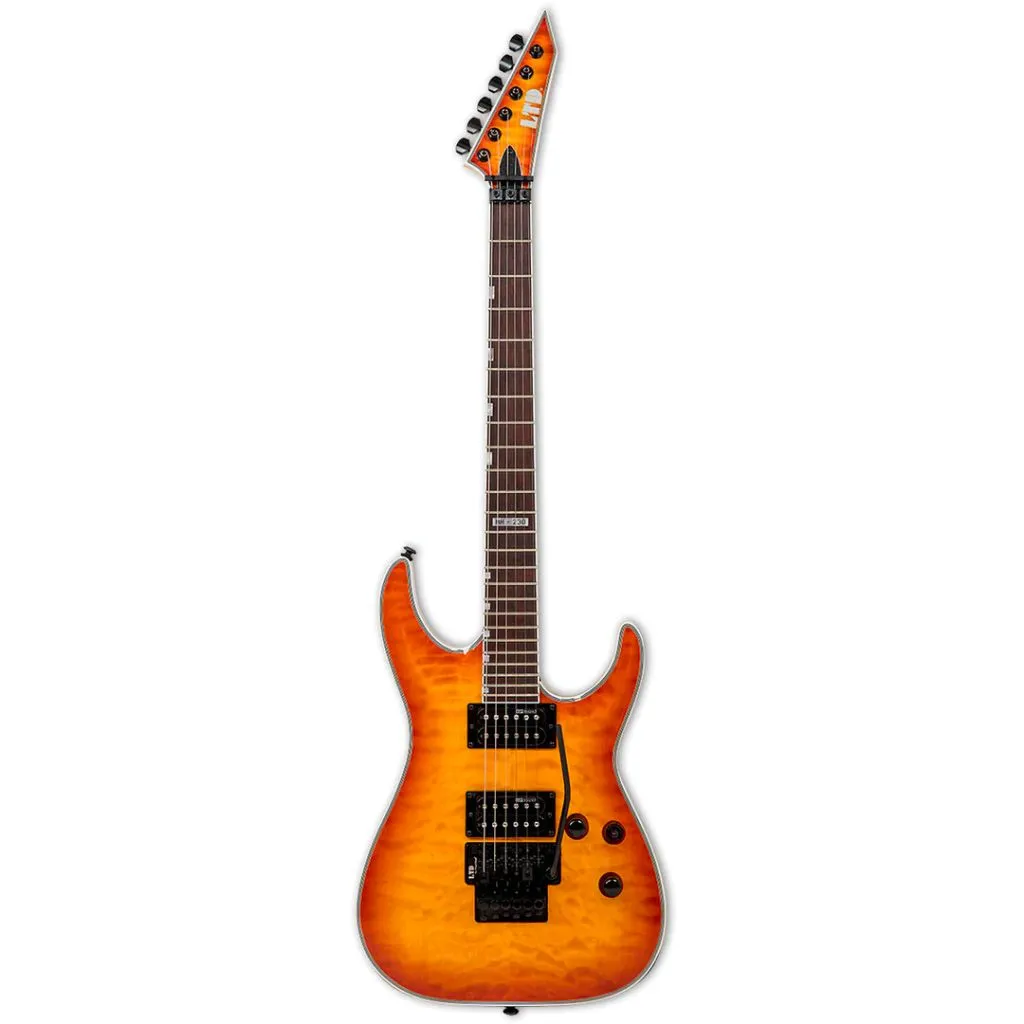 ESP LTD MH-230 QM FR Electric Guitar - Quilted Maple Amber Sunburst w/ Floyd Rose - LMH-230QMASB