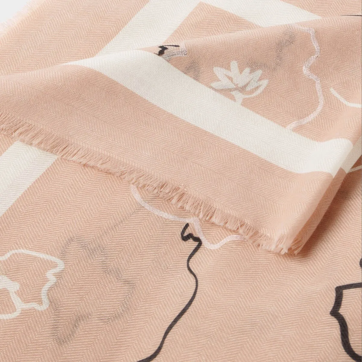 Flora Print Foil Scarf | Blush Pink