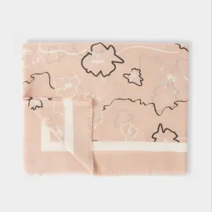Flora Print Foil Scarf | Blush Pink