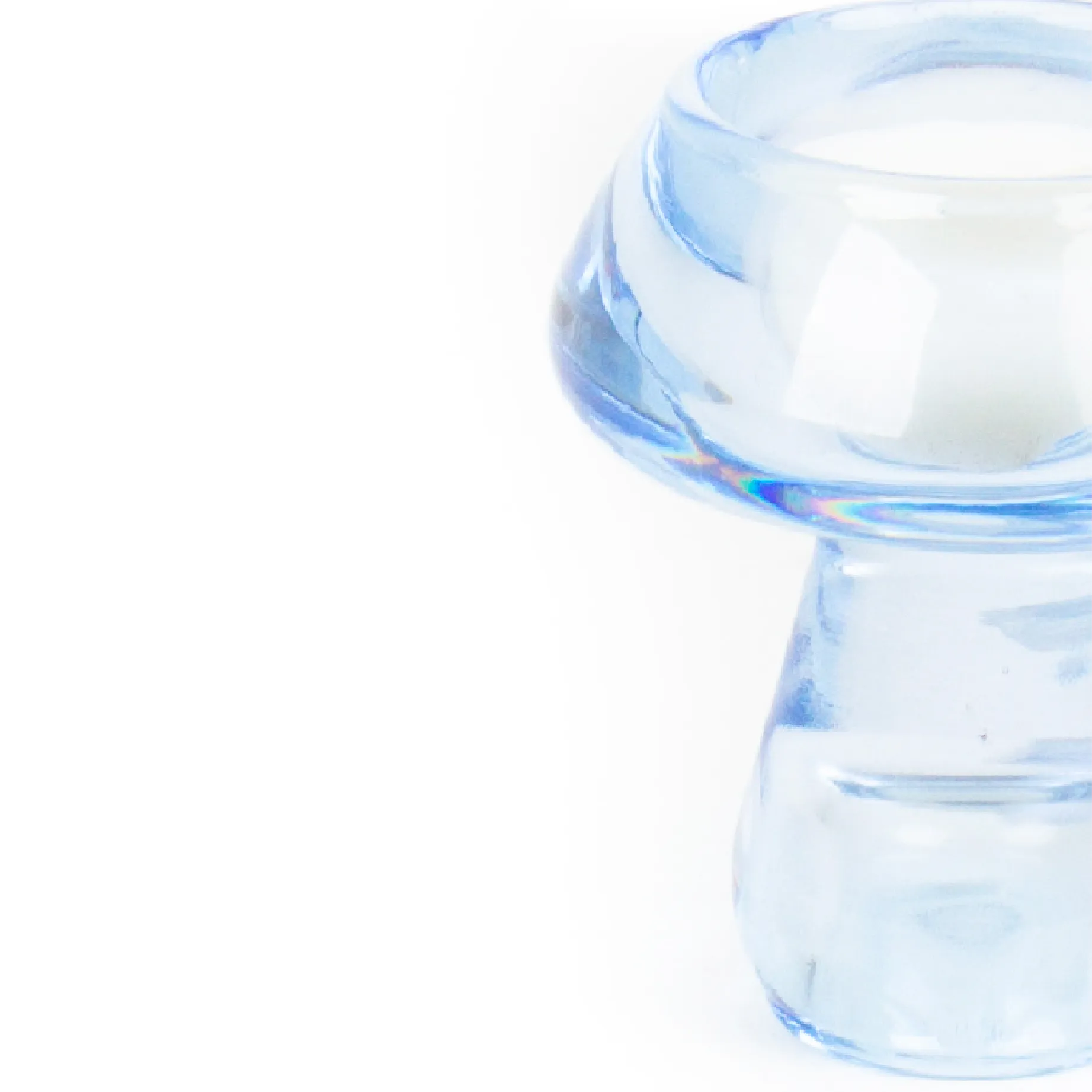 Glass Mushroom Candle Holders | Light Blue | Set of 2