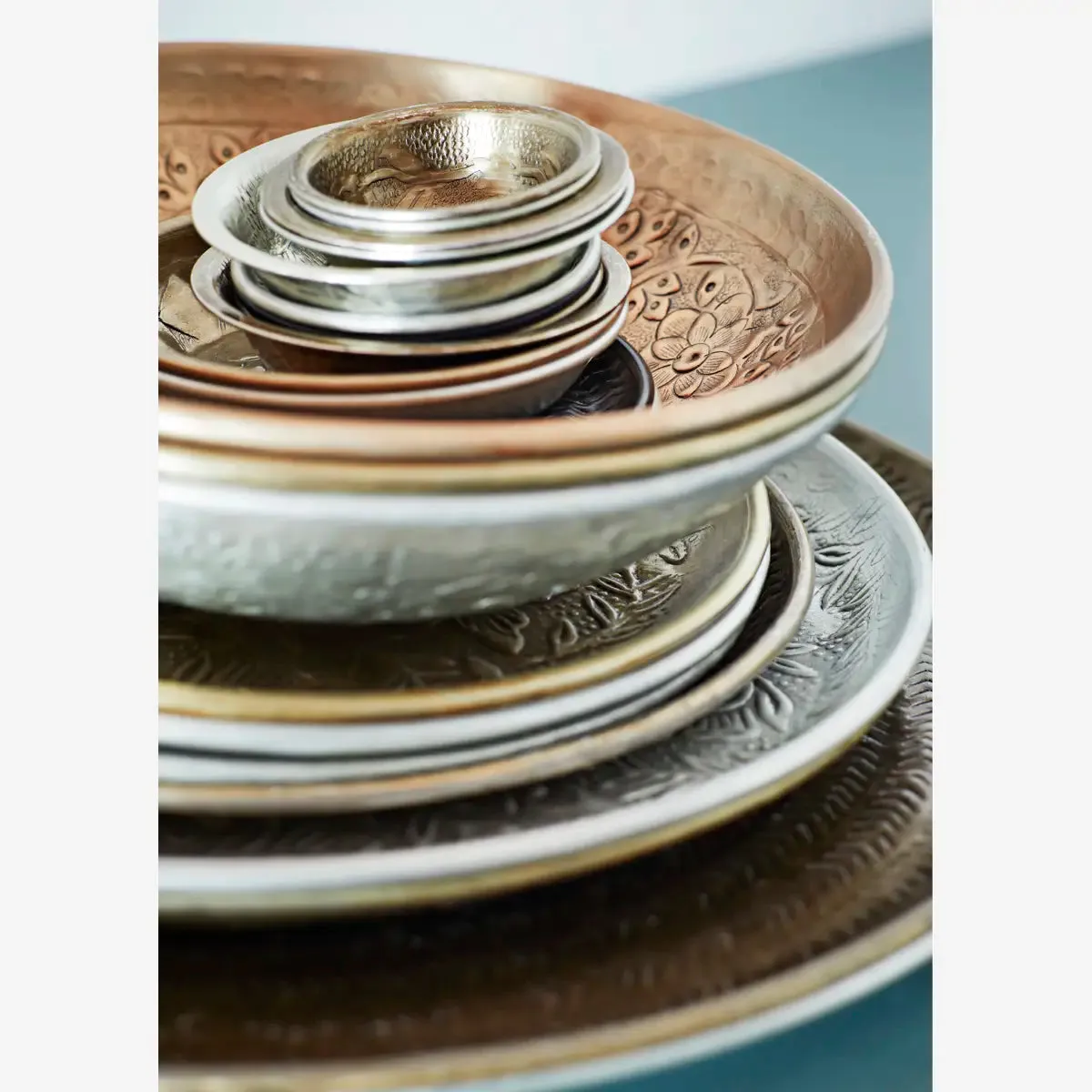 Hand Hammered Aluminium Tray - Silver Large