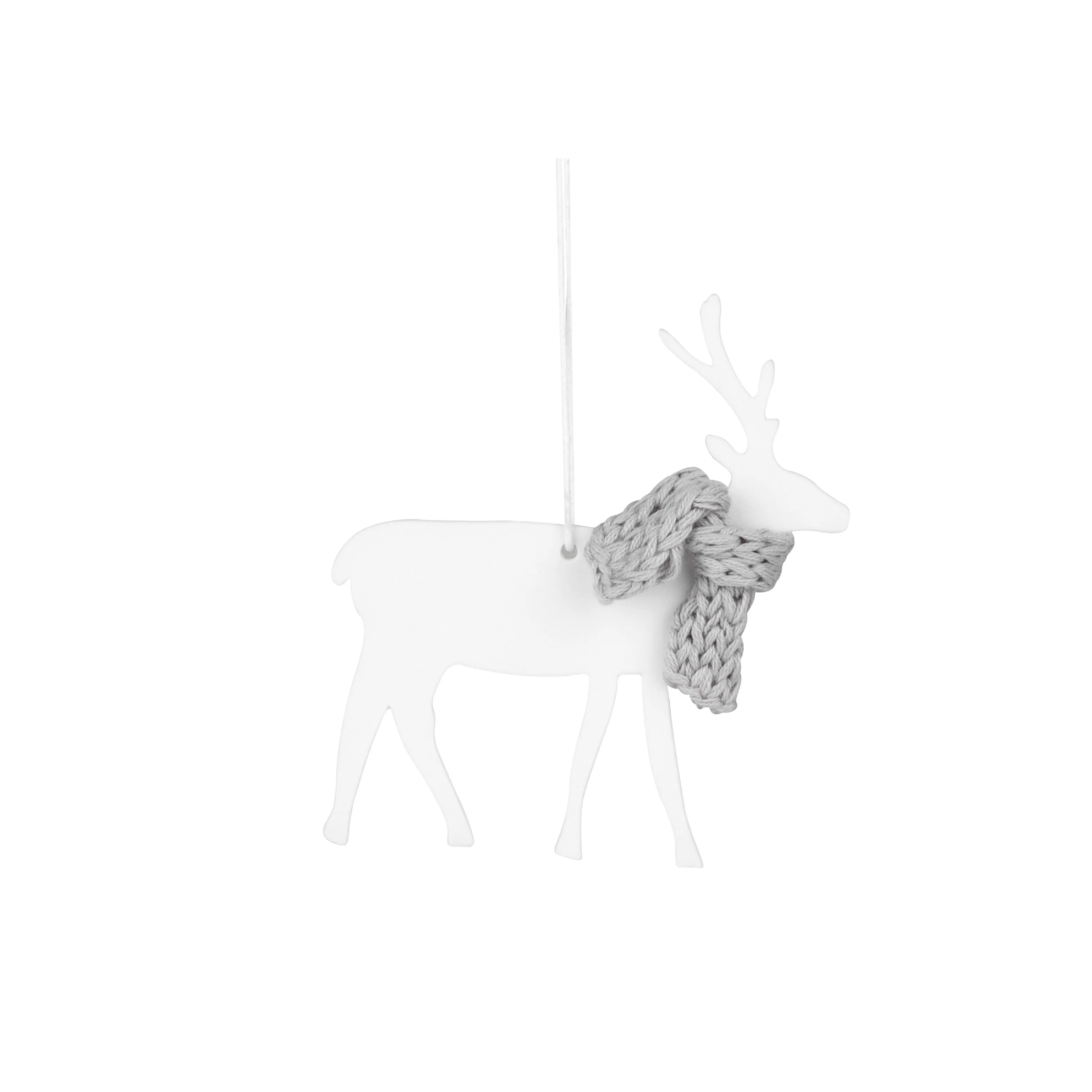 Hanging Deer Christmas Tree Ornament | Porcelain/Wool