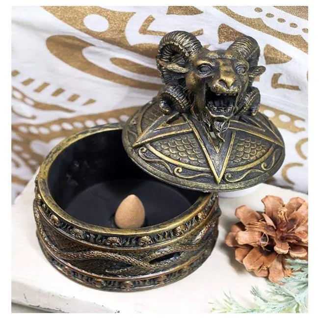 Infernal Baphomet Demonic Cone Incense Burner | Satanic Altar Decor for Occult Rituals