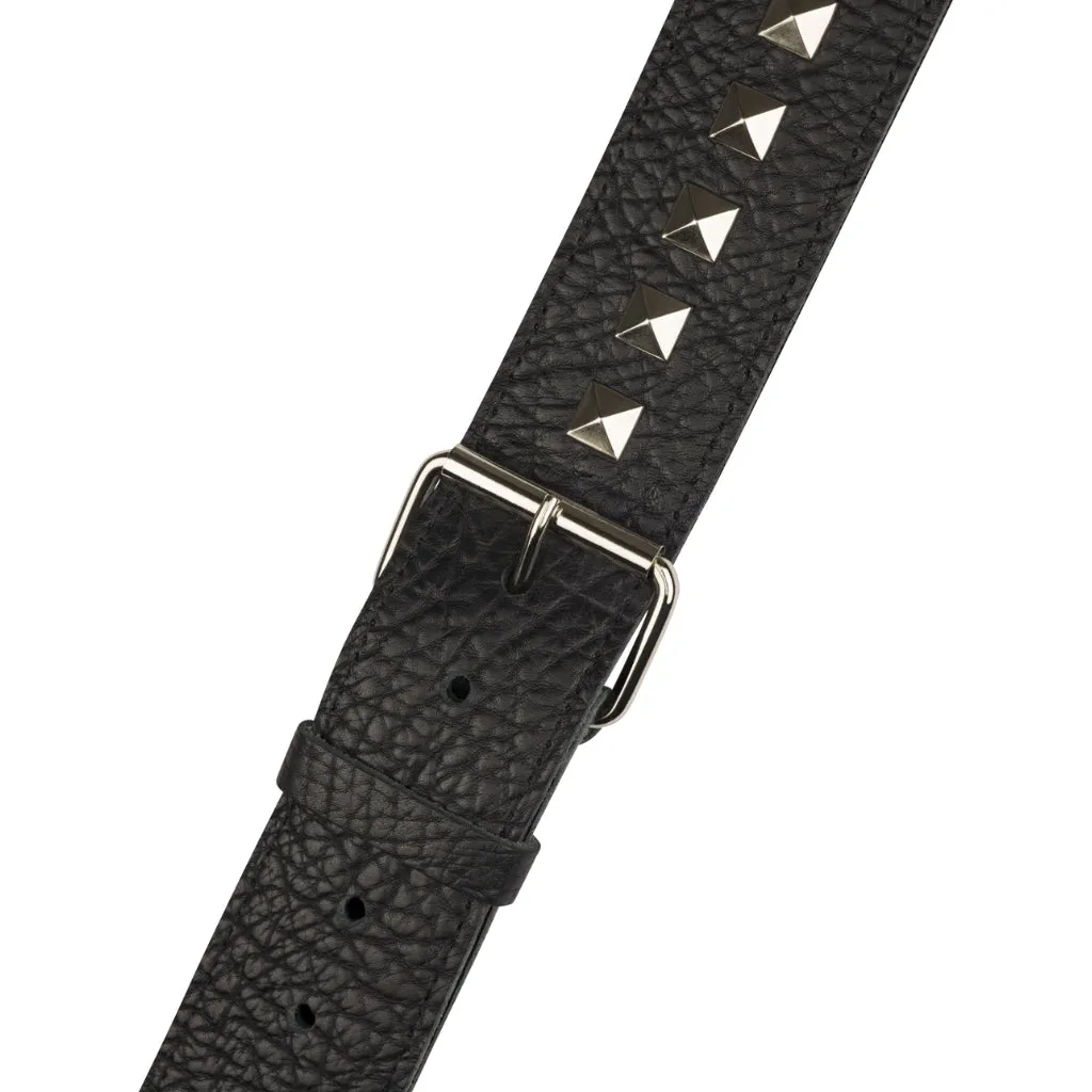 Jackson Metal Stud Leather Strap - Black, 2.5"
