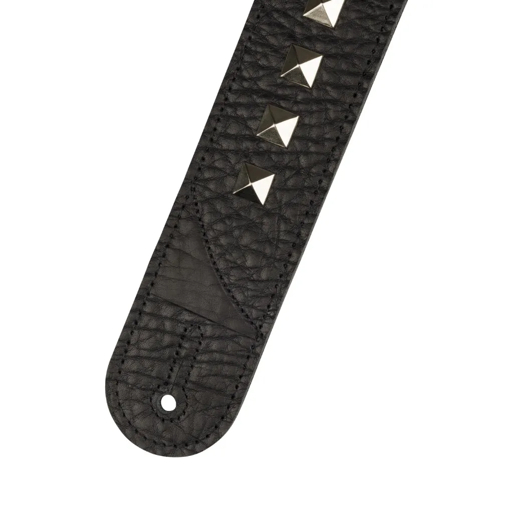 Jackson Metal Stud Leather Strap - Black, 2.5"
