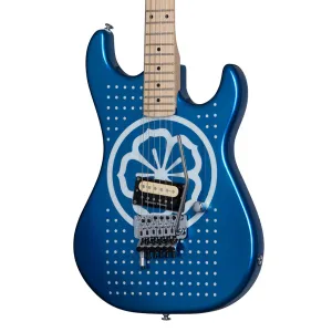 Kramer - Baretta Reverse Headstock Electric Guitar with Soft Case - White Lotus Custom Graphic White/Candy Blue