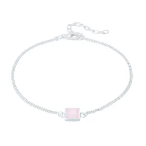 Liga Square Rose Quartz Bracelet | Sterling Silver