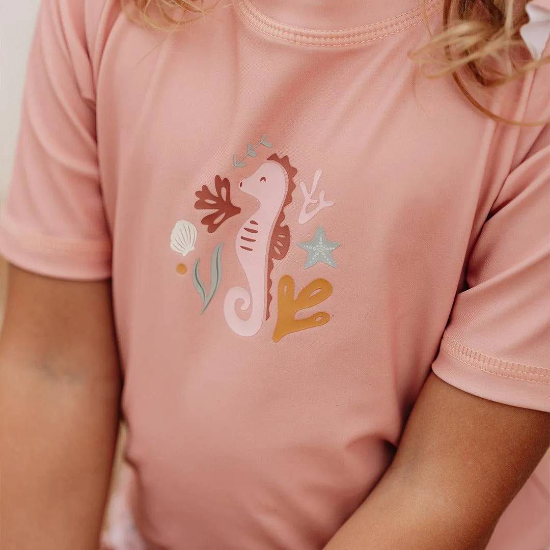 Little Dutch Short Sleeves Swim T-Shirt - Seahorse Pink