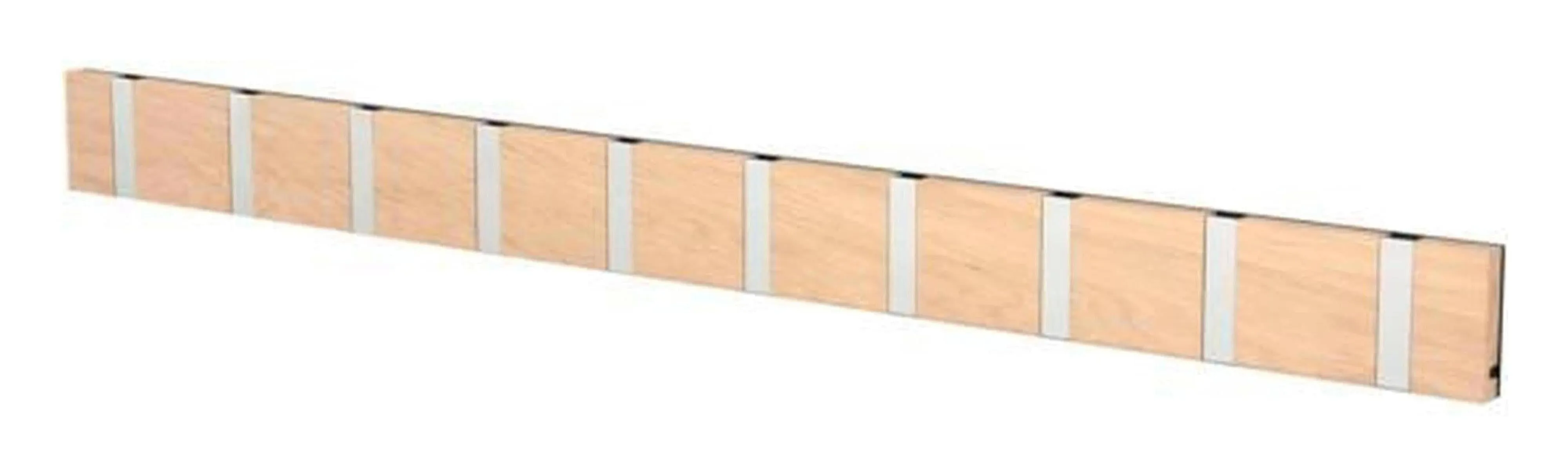Loca Knax Horizontal Coat Rack 10 Hooks, Oak Untreated/Grey