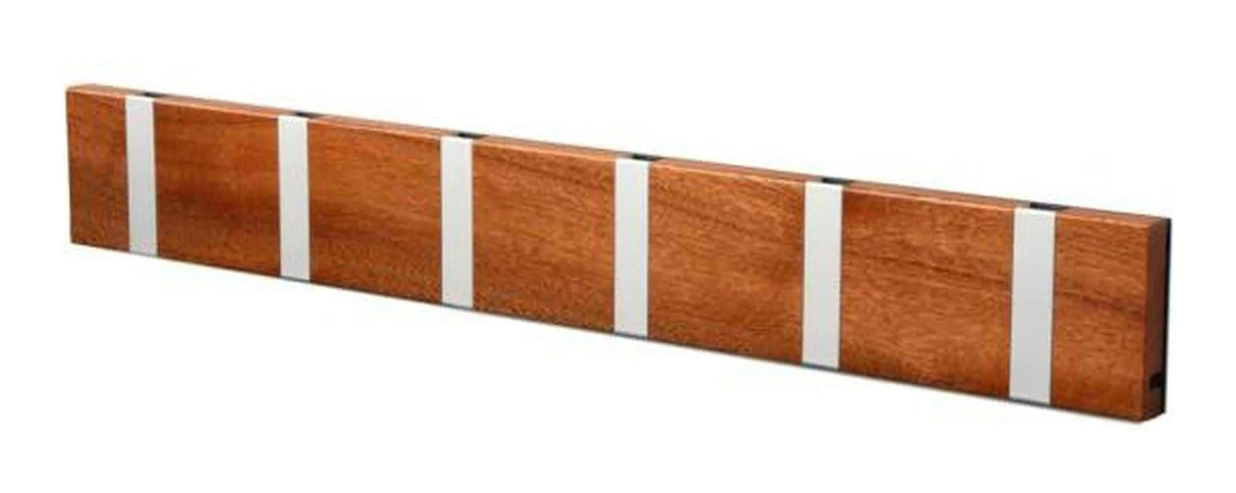 Loca Knax Horizontal Coat Rack 6 Hooks, Mahogany Oiled/Grey