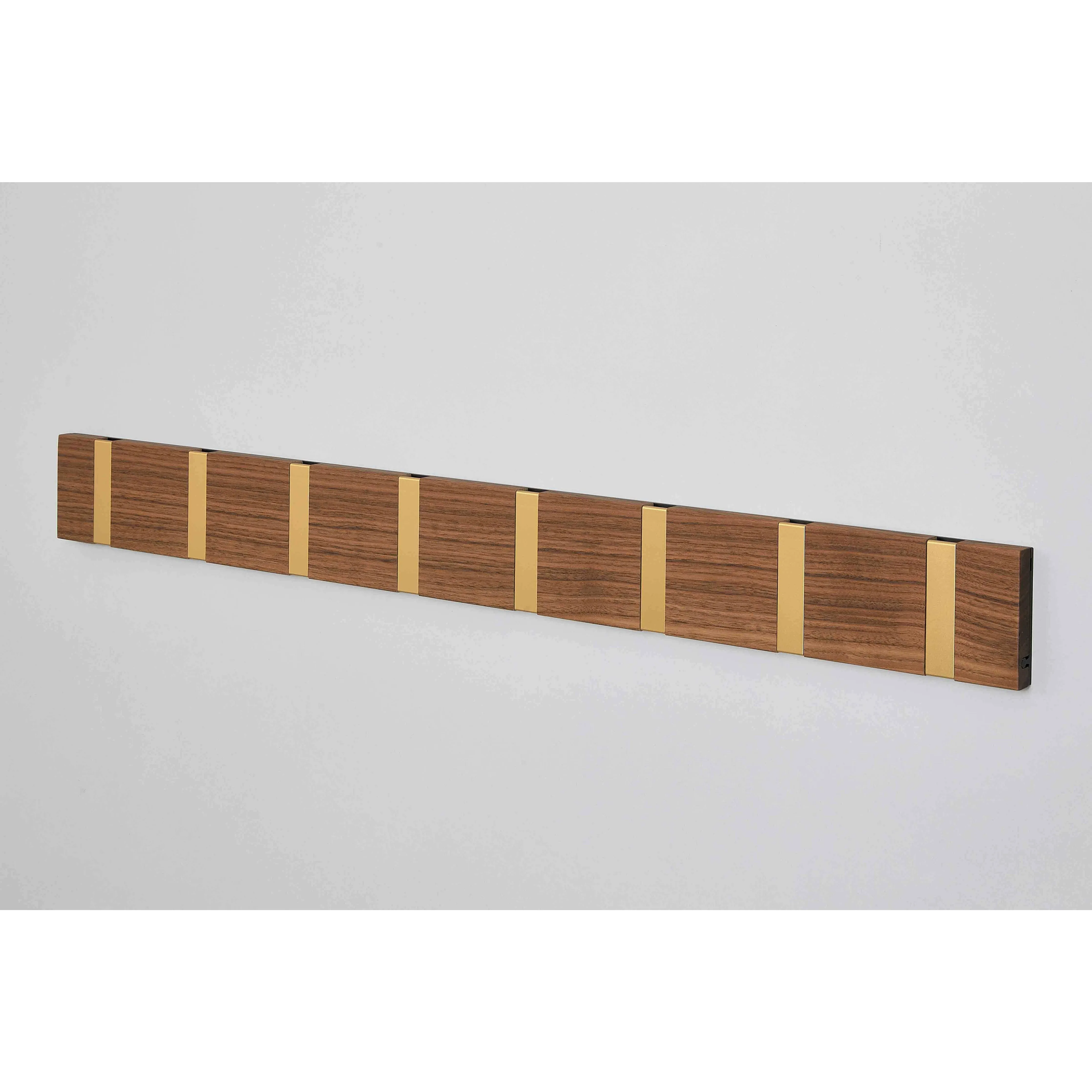 Loca Knax Horizontal Coat Rack 8 Hooks, Walnut/Brass