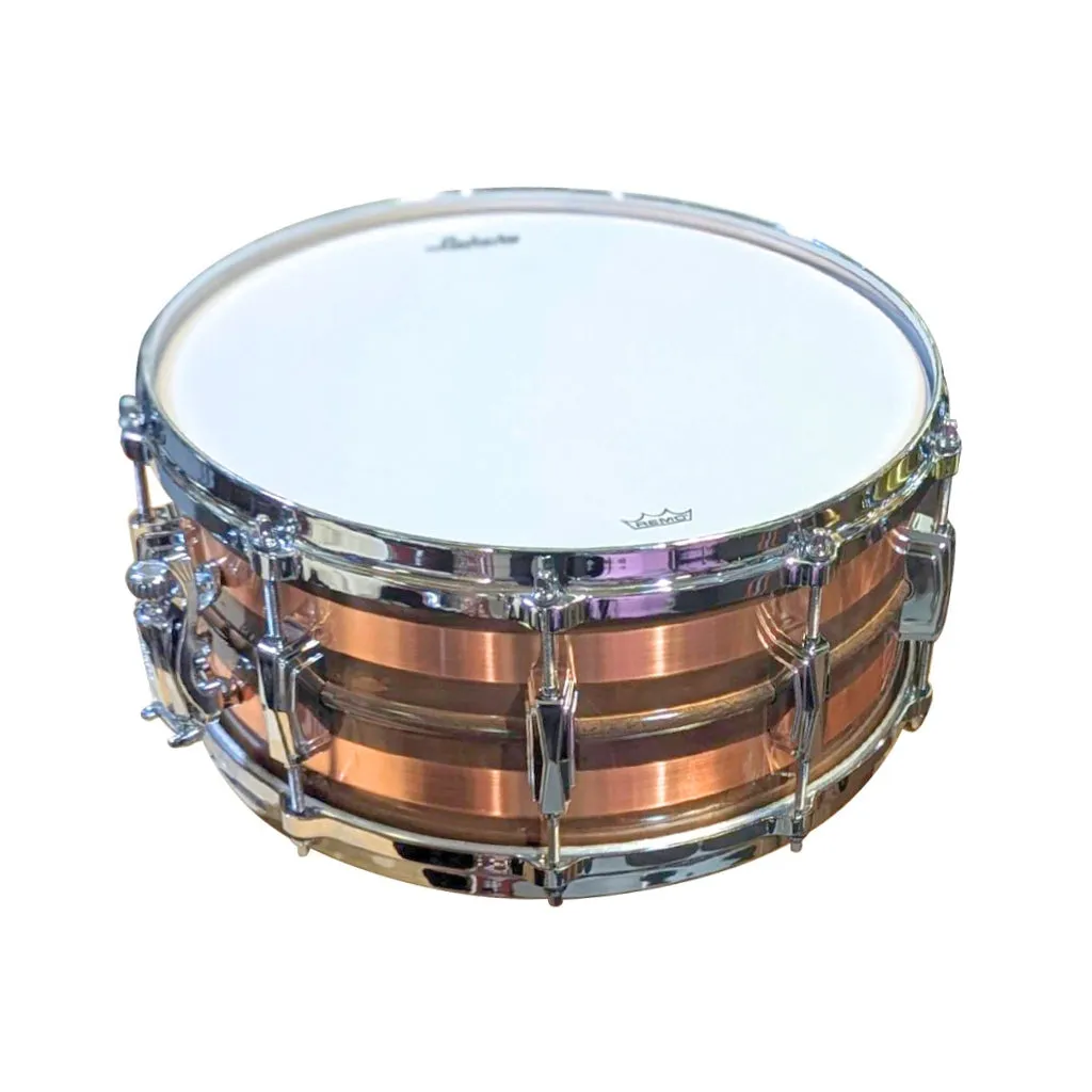 Ludwig LC663S Copperphonic Raw Copper Striped 14X6.5 Snare Drum