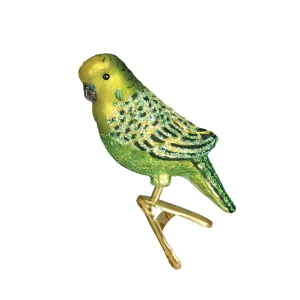 Old World Christmas - Clip On Mini Glass Parakeet Green