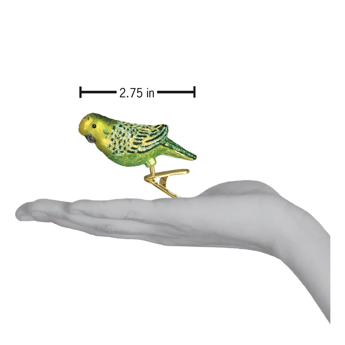 Old World Christmas - Clip On Mini Glass Parakeet Green