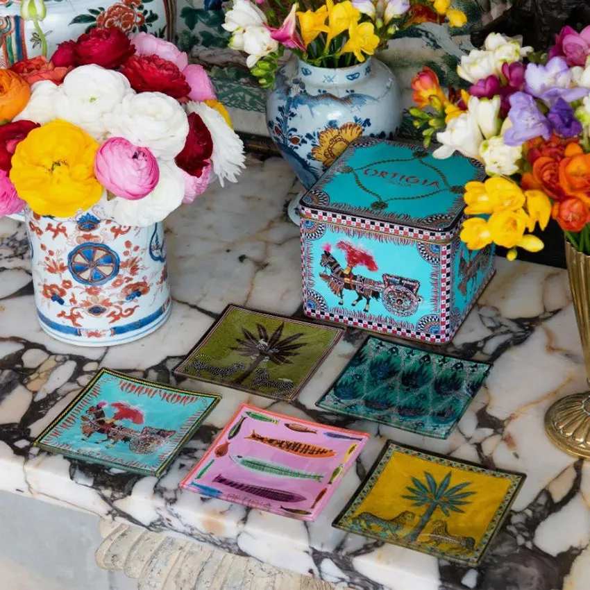 Ortigia | Tin 5 Glass Plates Carretto