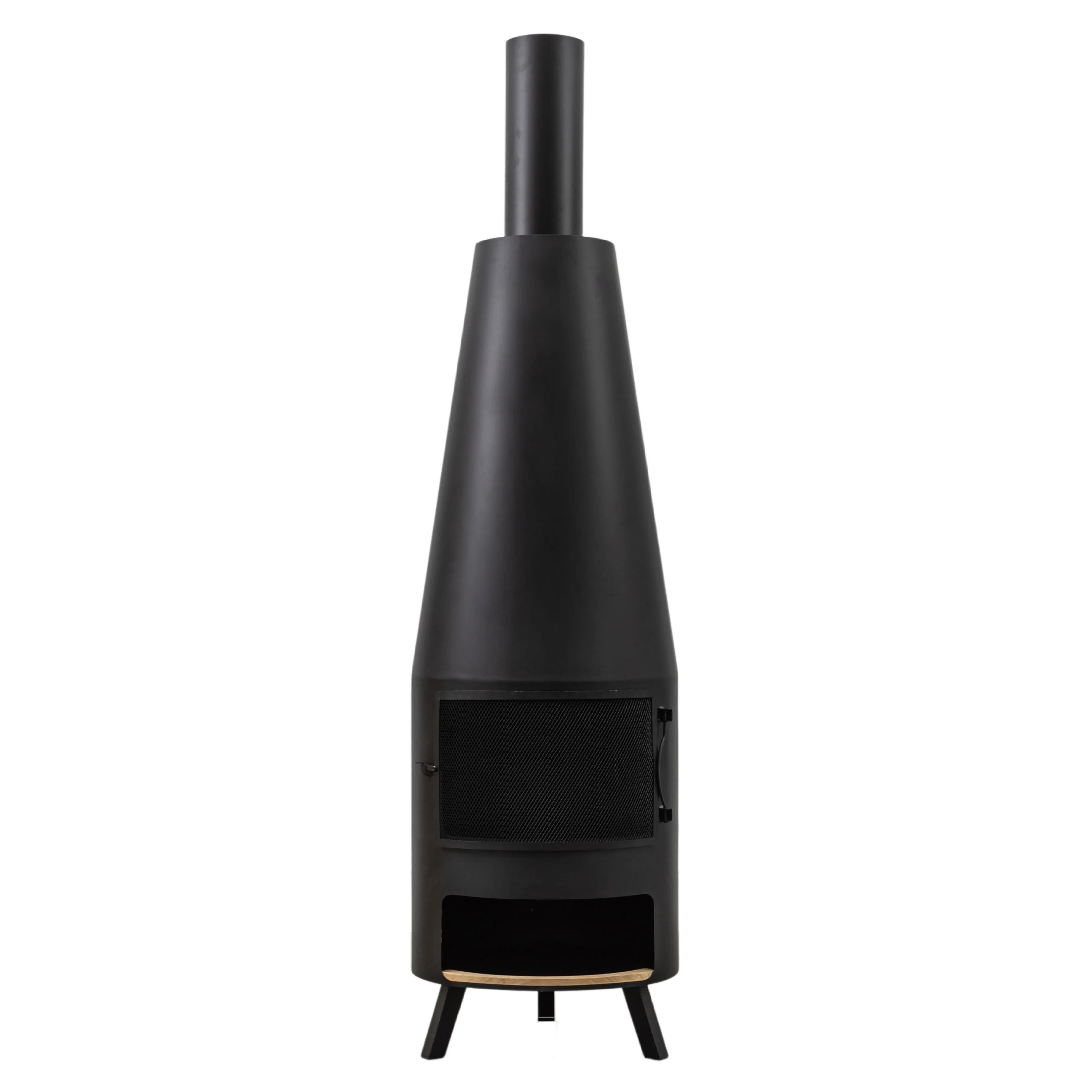 Outdoor Foligno Chiminea with Pizza Shelf | Black Iron | 50cm