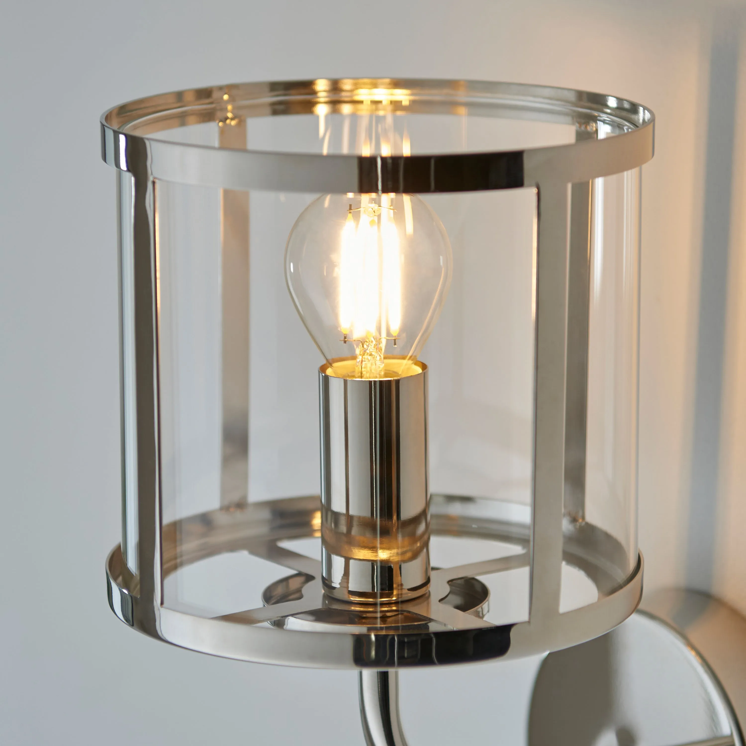Outdoor Hopton Wall Light | Bright Nickel | 25cm