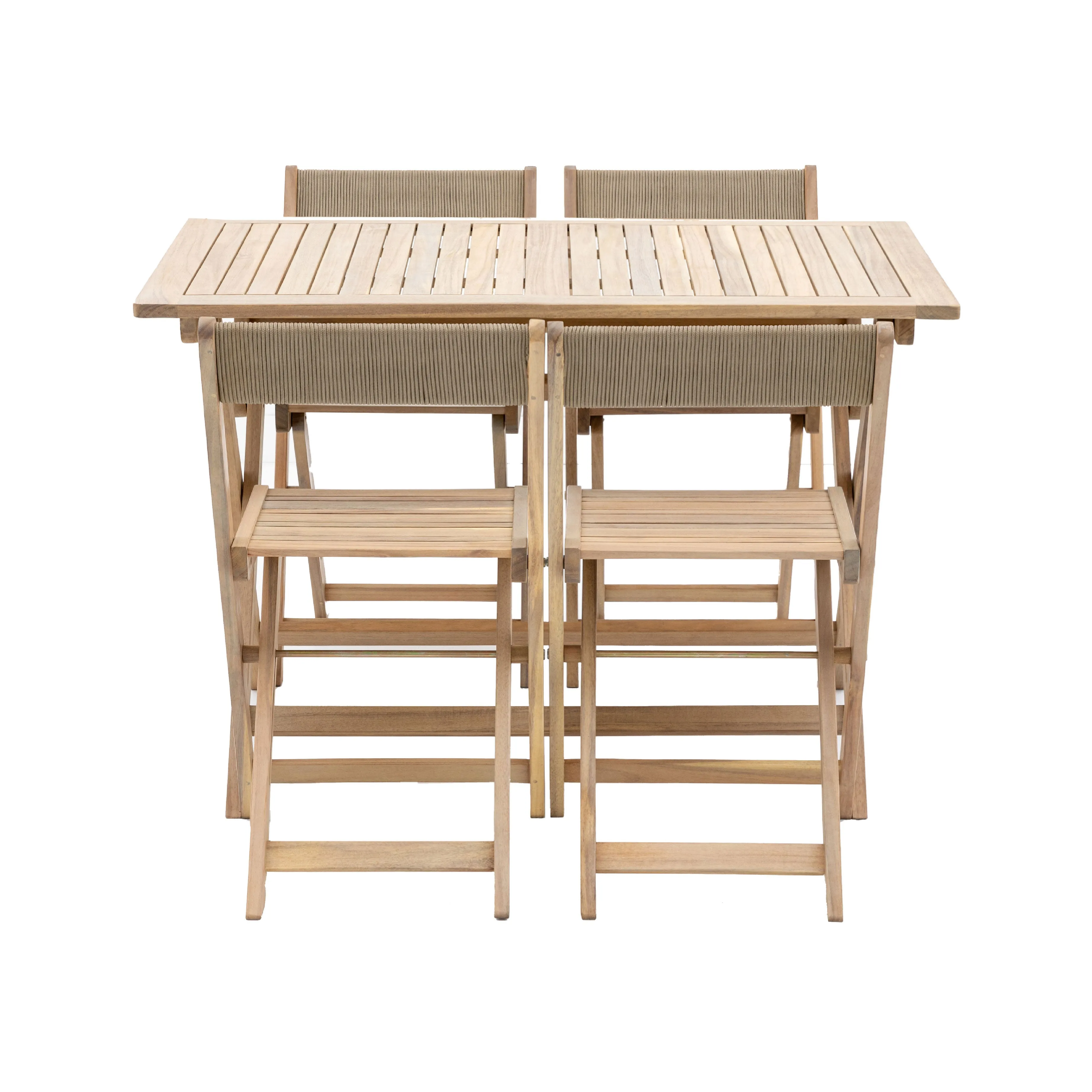 Outdoor Lindos 4 Seat Folding Dining Set | Natural Acacia