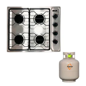 Parrilla Acero inox 4 quemadores Manual   Cilindro portatil de gas 10kg DSA