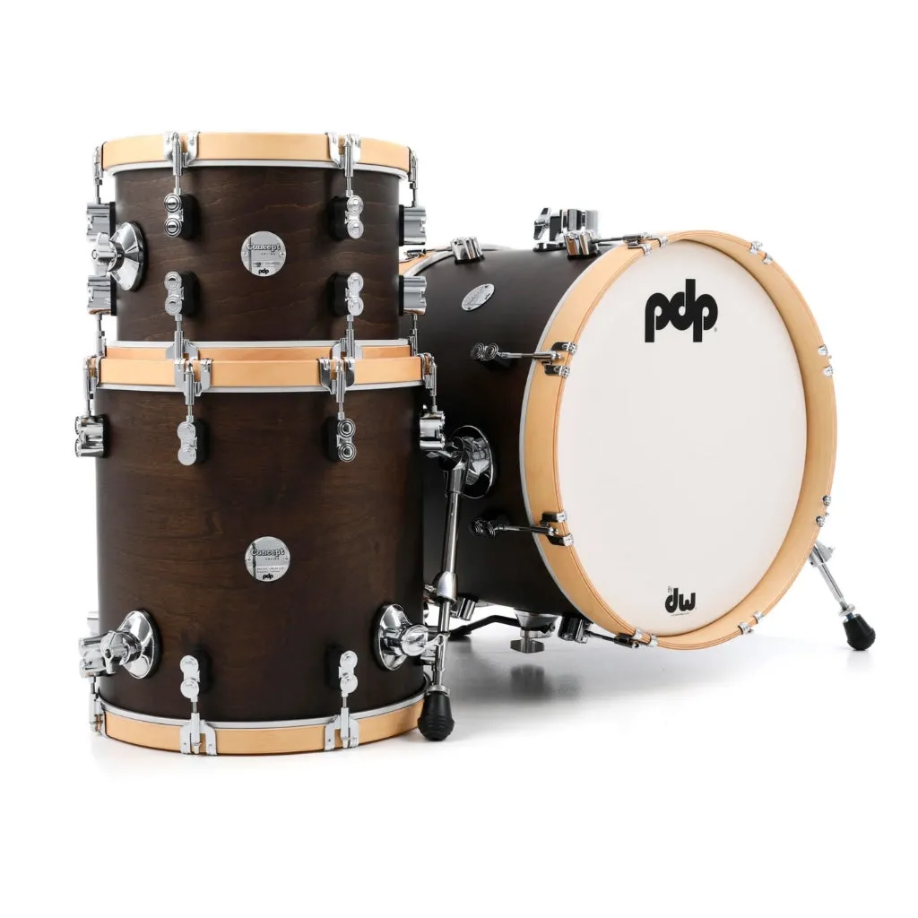 PDP Concept Maple Classic Bop 3-piece Shell Pack - Walnut with Natural Hoops