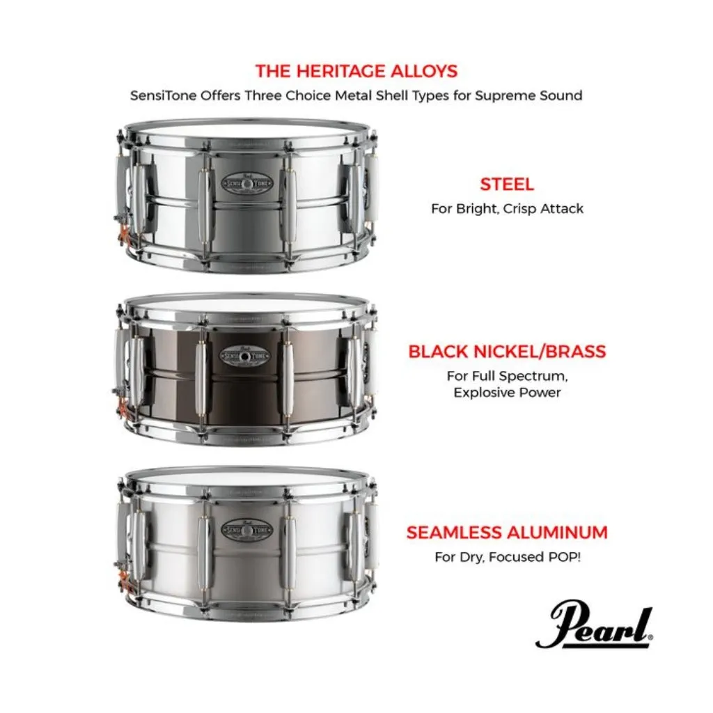 Pearl 14"x6.5" Sensitone Heritage Alloy Snare Drum - Steel
