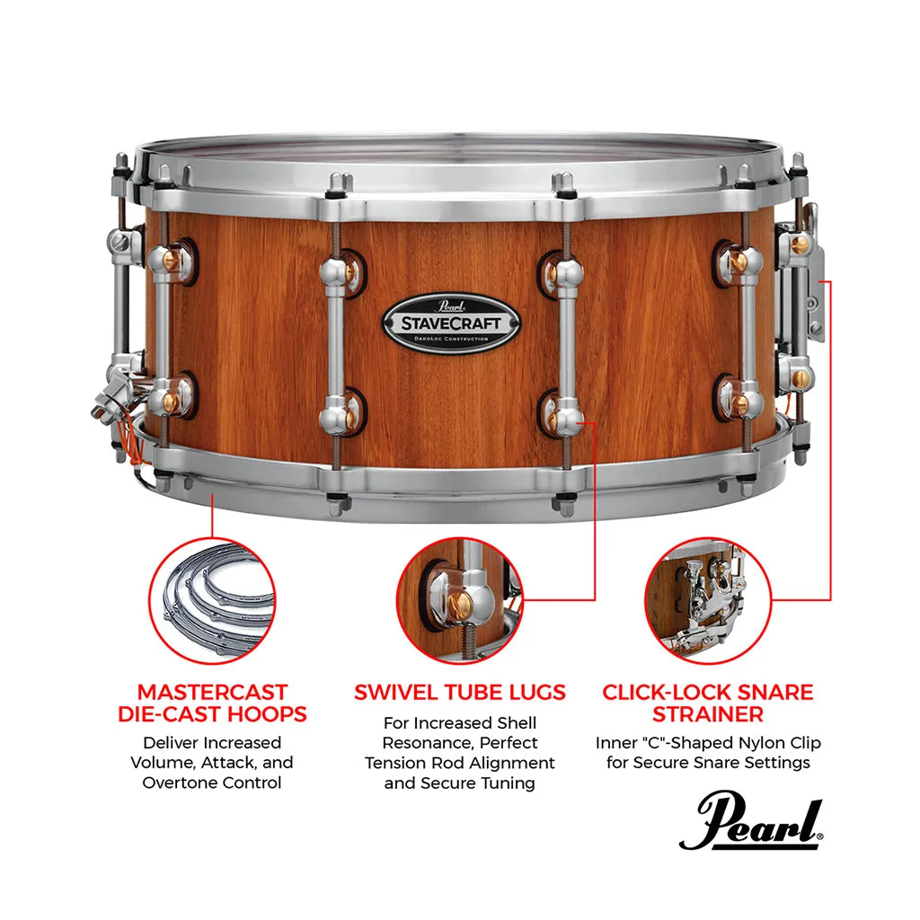 Pearl 14"x6.5" StaveCraft Makha with Thai Oak DadoLoc Snare Drum